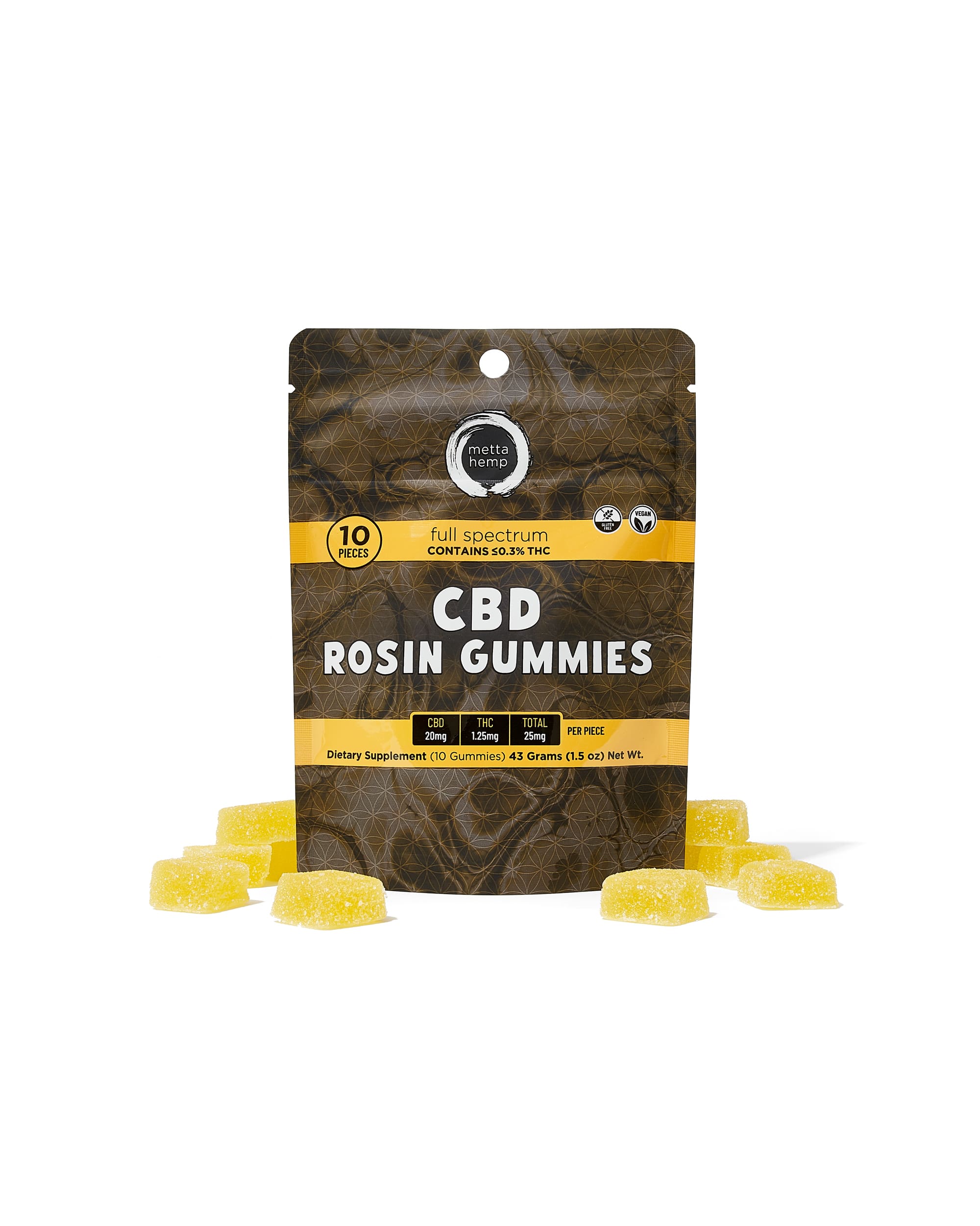 CBD Rosin Gummies: Full-Spectrum: 25mg